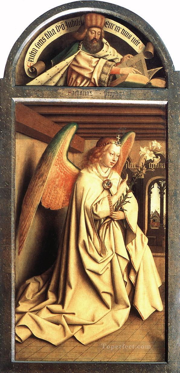 The Ghent Altarpiece Prophet Zacharias Angel of the Annunciation Renaissance Jan van Eyck Oil Paintings